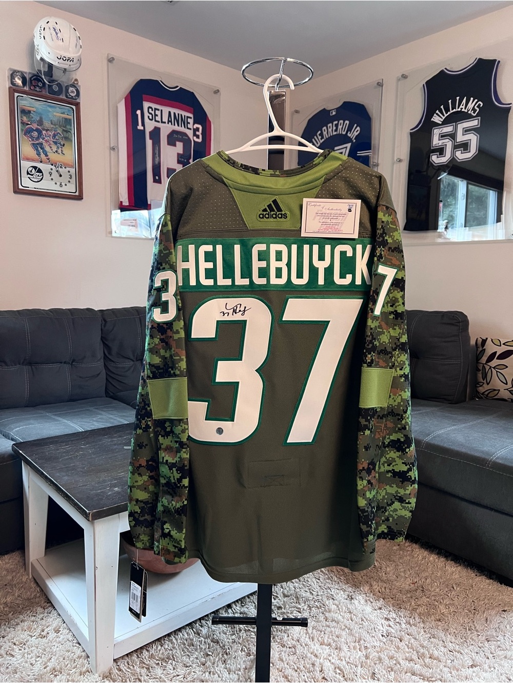 Adidas CAF Hellebuyck #37 Hockey Jersey. Comes with COA